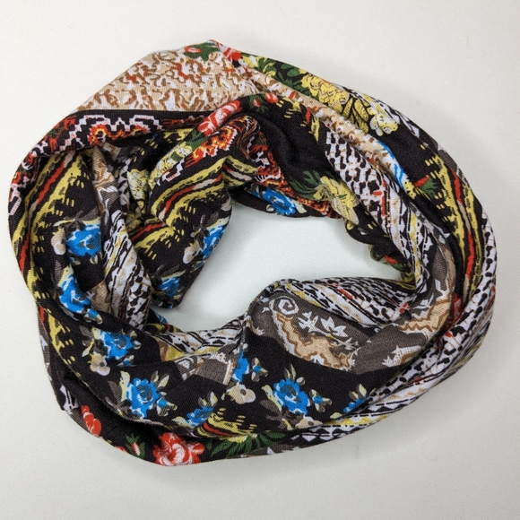 Slouchy boho wrap beanie hat floral print size medium U-1 - Picture 4 of 6